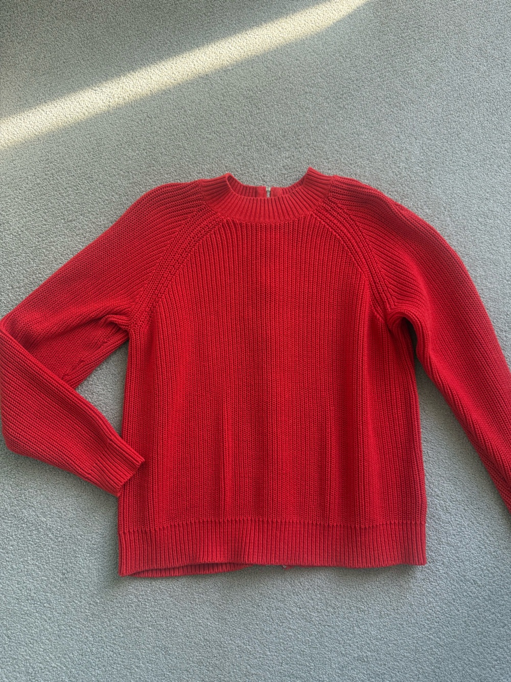 H&M Red Ribbed Crewneck Sweater